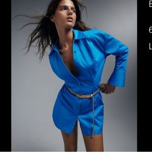 Zara cotton shirtdress blue